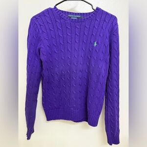 Ralph Lauren Purple Cable-Knit Crewneck Sweater